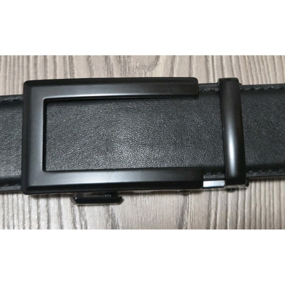 Anson Belt & Buckle Black Leather Measure 48" End To End Fits 36 Waist Good